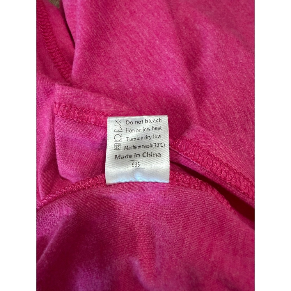 Pink Square Neck Puff Sleeve Top Heathered Pleated Short Sleeve Blouse Large - Picture 3 of 8